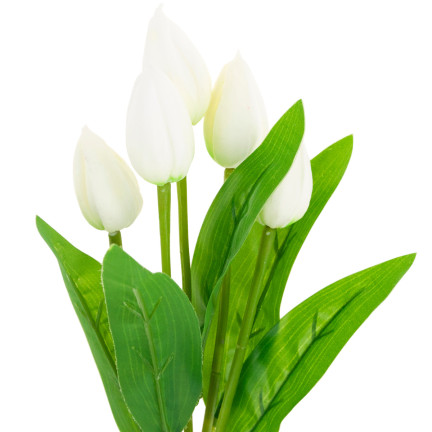 CV26806-1 TULIPAN BUKIET TULIPANÓW BIAŁY PIĘKNY JAK ŻYWY TULIPANY PIANKOWE SZTUCZNE