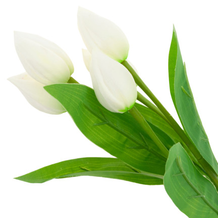 CV26806-1 TULIPAN BUKIET TULIPANÓW BIAŁY PIĘKNY JAK ŻYWY TULIPANY PIANKOWE SZTUCZNE