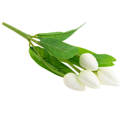 CV26806-1 TULIPAN BUKIET TULIPANÓW BIAŁY PIĘKNY JAK ŻYWY TULIPANY PIANKOWE SZTUCZNE