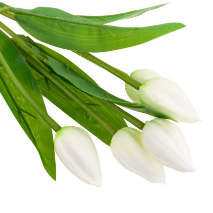 CV26806-1 TULIPAN BUKIET TULIPANÓW BIAŁY PIĘKNY JAK ŻYWY TULIPANY PIANKOWE SZTUCZNE