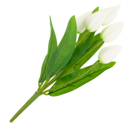 CV26806-1 TULIPAN BUKIET TULIPANÓW BIAŁY PIĘKNY JAK ŻYWY TULIPANY PIANKOWE SZTUCZNE
