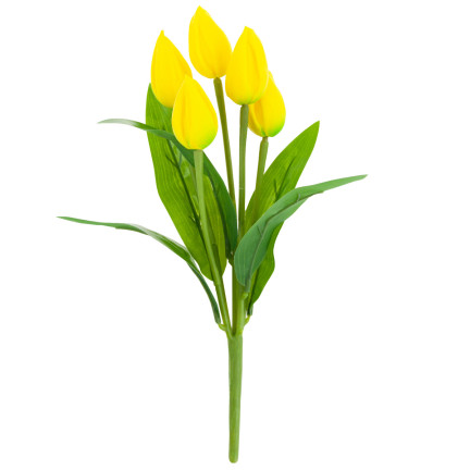 CV26806-3 TULIPAN DUŻY BUKIET TULIPANÓW X5 SZTUCZNE KWIATY TULIPANY W BUKIECIE ŻÓŁTE