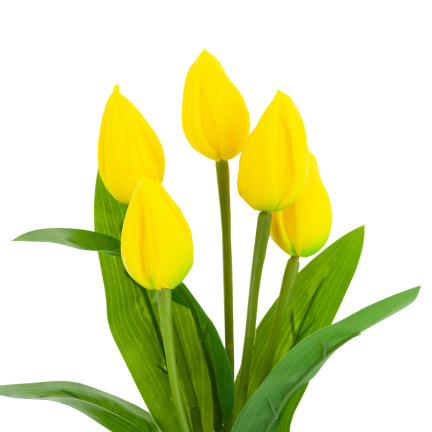 CV26806-3 TULIPAN DUŻY BUKIET TULIPANÓW X5 SZTUCZNE KWIATY TULIPANY W BUKIECIE ŻÓŁTE