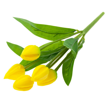 CV26806-3 TULIPAN DUŻY BUKIET TULIPANÓW X5 SZTUCZNE KWIATY TULIPANY W BUKIECIE ŻÓŁTE