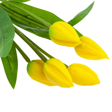 CV26806-3 TULIPAN DUŻY BUKIET TULIPANÓW X5 SZTUCZNE KWIATY TULIPANY W BUKIECIE ŻÓŁTE