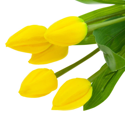 CV26806-3 TULIPAN DUŻY BUKIET TULIPANÓW X5 SZTUCZNE KWIATY TULIPANY W BUKIECIE ŻÓŁTE