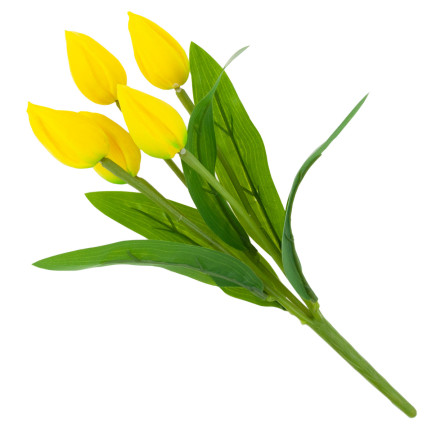 CV26806-3 TULIPAN DUŻY BUKIET TULIPANÓW X5 SZTUCZNE KWIATY TULIPANY W BUKIECIE ŻÓŁTE