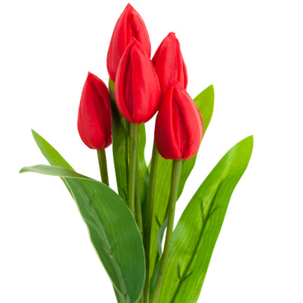 CV26806-5  TULIPAN BUKIET TULIPANÓW CZERWONY PIĘKNY JAK ŻYWY TULIPANY PIANKOWE SZTUCZNE