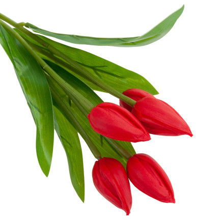 CV26806-5  TULIPAN BUKIET TULIPANÓW CZERWONY PIĘKNY JAK ŻYWY TULIPANY PIANKOWE SZTUCZNE