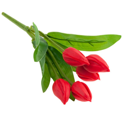 CV26806-5  TULIPAN BUKIET TULIPANÓW CZERWONY PIĘKNY JAK ŻYWY TULIPANY PIANKOWE SZTUCZNE