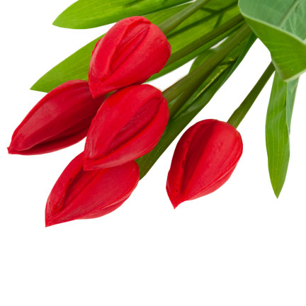 CV26806-5  TULIPAN BUKIET TULIPANÓW CZERWONY PIĘKNY JAK ŻYWY TULIPANY PIANKOWE SZTUCZNE