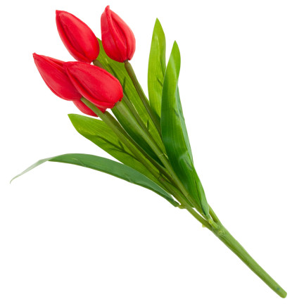 CV26806-5  TULIPAN BUKIET TULIPANÓW CZERWONY PIĘKNY JAK ŻYWY TULIPANY PIANKOWE SZTUCZNE