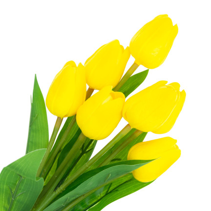 CV26807-4 TULIPAN BUKIET TULIPANÓW piankowych X7 ZÓŁTE TULIPANY SZTUCZNE W BUKIECIE