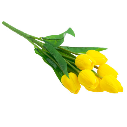 CV26807-4 TULIPAN BUKIET TULIPANÓW piankowych X7 ZÓŁTE TULIPANY SZTUCZNE W BUKIECIE