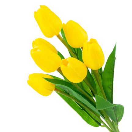 CV26807-4 TULIPAN BUKIET TULIPANÓW piankowych X7 ZÓŁTE TULIPANY SZTUCZNE W BUKIECIE