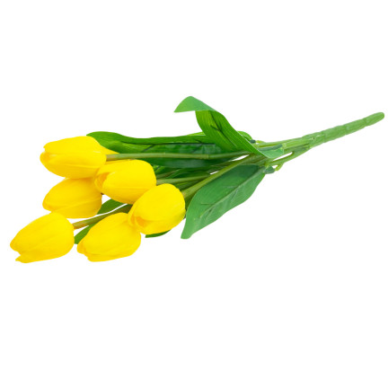 CV26807-4 TULIPAN BUKIET TULIPANÓW piankowych X7 ZÓŁTE TULIPANY SZTUCZNE W BUKIECIE