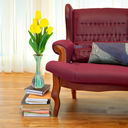 CV26807-4 TULIPAN BUKIET TULIPANÓW piankowych X7 ZÓŁTE TULIPANY SZTUCZNE W BUKIECIE