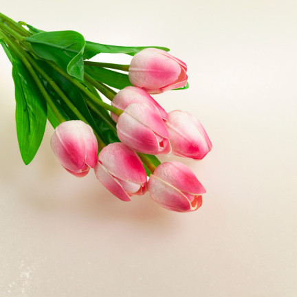 CV26807-8 TULIPAN BUKIET TULIPANÓW piankowych X7 różowe TULIPANY SZTUCZNE W BUKIECIE