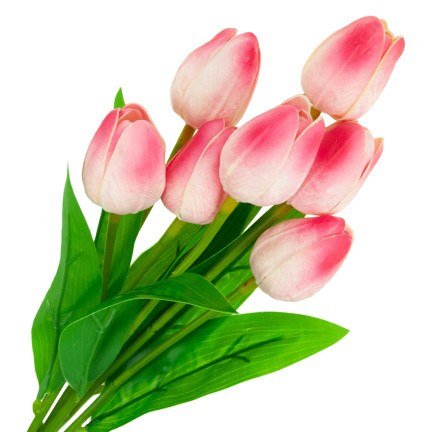 CV26807-8 TULIPAN BUKIET TULIPANÓW piankowych X7 różowe TULIPANY SZTUCZNE W BUKIECIE