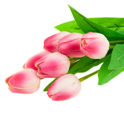 CV26807-8 TULIPAN BUKIET TULIPANÓW piankowych X7 różowe TULIPANY SZTUCZNE W BUKIECIE