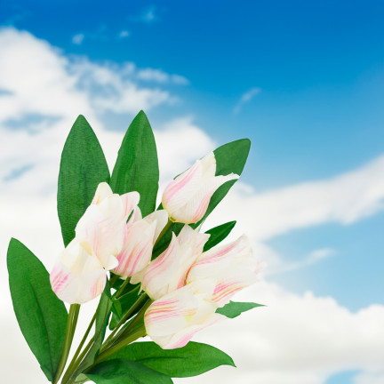 CV26811-2 TULIPAN DUŻY BUKIET TULIPANÓW X9 różowe SZTUCZNE KWIATY TULIPANY W BUKIECIE