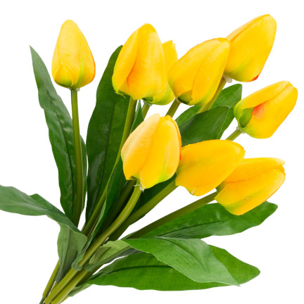 CV26813-2 TULIPAN DUŻY BUKIET TULIPANÓW X9 SZTUCZNE KWIATY TULIPANY W BUKIECIE ŻÓŁTE