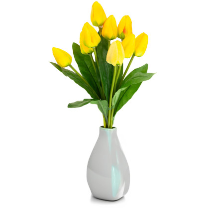 CV26813-2 TULIPAN DUŻY BUKIET TULIPANÓW X9 SZTUCZNE KWIATY TULIPANY W BUKIECIE ŻÓŁTE