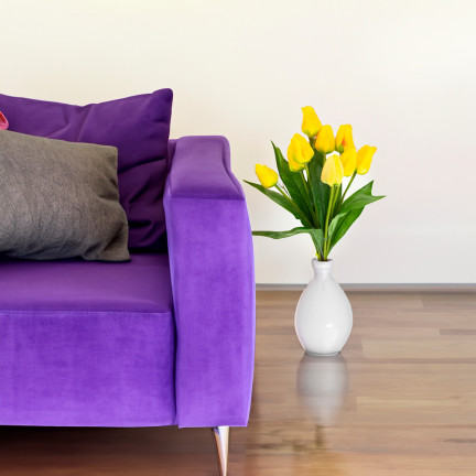 CV26813-2 TULIPAN DUŻY BUKIET TULIPANÓW X9 SZTUCZNE KWIATY TULIPANY W BUKIECIE ŻÓŁTE