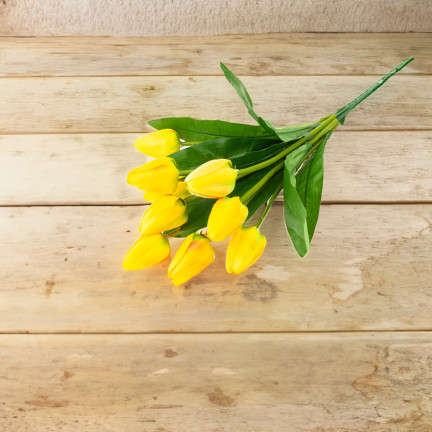 CV26813-2 TULIPAN DUŻY BUKIET TULIPANÓW X9 SZTUCZNE KWIATY TULIPANY W BUKIECIE ŻÓŁTE