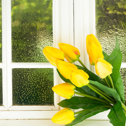 CV26813-2 TULIPAN DUŻY BUKIET TULIPANÓW X9 SZTUCZNE KWIATY TULIPANY W BUKIECIE ŻÓŁTE