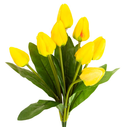 CV26813-2 TULIPAN DUŻY BUKIET TULIPANÓW X9 SZTUCZNE KWIATY TULIPANY W BUKIECIE ŻÓŁTE