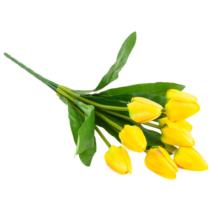 CV26813-2 TULIPAN DUŻY BUKIET TULIPANÓW X9 SZTUCZNE KWIATY TULIPANY W BUKIECIE ŻÓŁTE