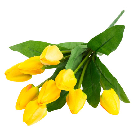 CV26813-2 TULIPAN DUŻY BUKIET TULIPANÓW X9 SZTUCZNE KWIATY TULIPANY W BUKIECIE ŻÓŁTE