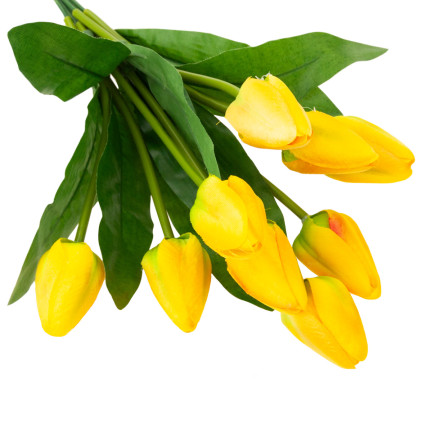 CV26813-2 TULIPAN DUŻY BUKIET TULIPANÓW X9 SZTUCZNE KWIATY TULIPANY W BUKIECIE ŻÓŁTE
