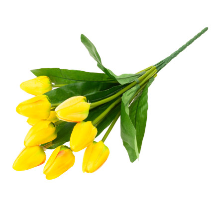 CV26813-2 TULIPAN DUŻY BUKIET TULIPANÓW X9 SZTUCZNE KWIATY TULIPANY W BUKIECIE ŻÓŁTE