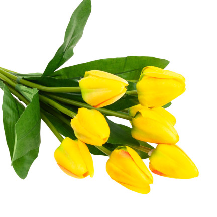 CV26813-2 TULIPAN DUŻY BUKIET TULIPANÓW X9 SZTUCZNE KWIATY TULIPANY W BUKIECIE ŻÓŁTE