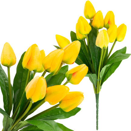 CV26813-2 TULIPAN DUŻY BUKIET TULIPANÓW X9 SZTUCZNE KWIATY TULIPANY W BUKIECIE ŻÓŁTE