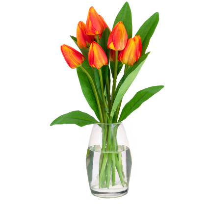 CV26813-3 TULIPAN BUKIET TULIPANÓW PIĘKNY JAK ŻYWY TULIPANY KWIATY POMARAŃCZOWE X9