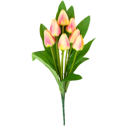 CV26813-4 TULIPAN DUŻY BUKIET TULIPANÓW X9 SZTUCZNE KWIATY TULIPANY W BUKIECIE RÓŻOWY