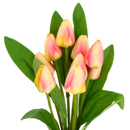 CV26813-4 TULIPAN DUŻY BUKIET TULIPANÓW X9 SZTUCZNE KWIATY TULIPANY W BUKIECIE RÓŻOWY