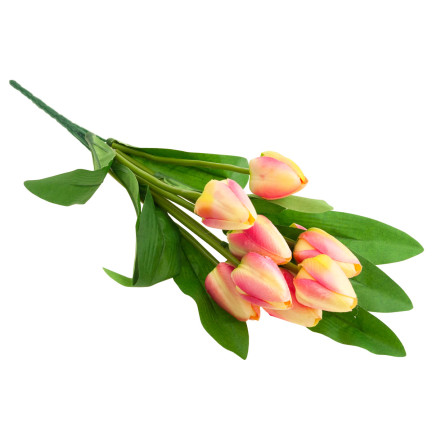 CV26813-4 TULIPAN DUŻY BUKIET TULIPANÓW X9 SZTUCZNE KWIATY TULIPANY W BUKIECIE RÓŻOWY