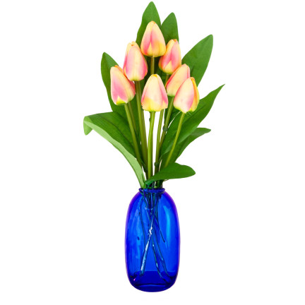 CV26813-4 TULIPAN DUŻY BUKIET TULIPANÓW X9 SZTUCZNE KWIATY TULIPANY W BUKIECIE RÓŻOWY