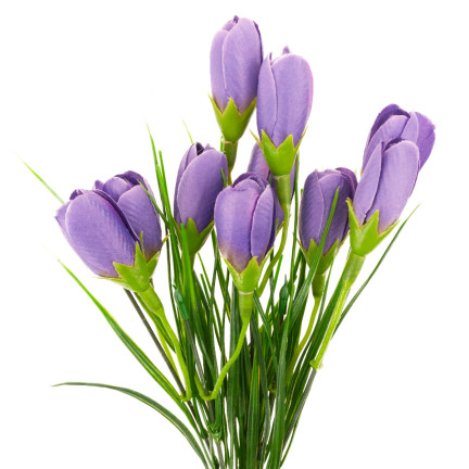 CV27023-10 KROKUS KROKUSY SZTUCZNE BUKIET KROKUSÓW W TRAWIE KOMPOZYCJA WIOSNA