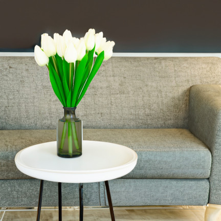 CV27025-1 TULIPANY BUKIET TULIPANÓW PIĘKNY JAK ŻYWY TULIPAN KWIATY BIAŁE 12 KWIATÓW