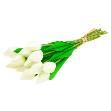 CV27025-1 TULIPANY BUKIET TULIPANÓW PIĘKNY JAK ŻYWY TULIPAN KWIATY BIAŁE 12 KWIATÓW