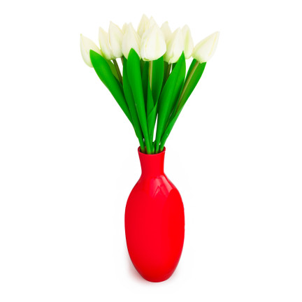 CV27025-1 TULIPANY BUKIET TULIPANÓW PIĘKNY JAK ŻYWY TULIPAN KWIATY BIAŁE 12 KWIATÓW