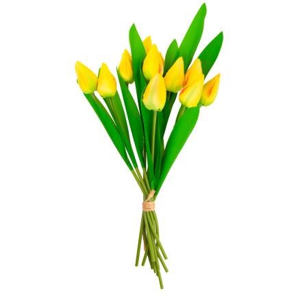 CV27025-3 TULIPAN DUŻY BUKIET TULIPANÓW X12 ŻÓŁTY SZTUCZNE KWIATY TULIPANY W BUKIECIE