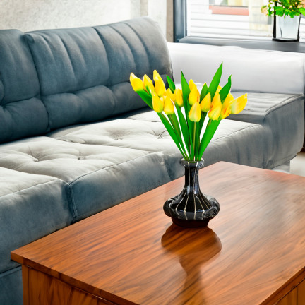 CV27025-3 TULIPAN DUŻY BUKIET TULIPANÓW X12 ŻÓŁTY SZTUCZNE KWIATY TULIPANY W BUKIECIE