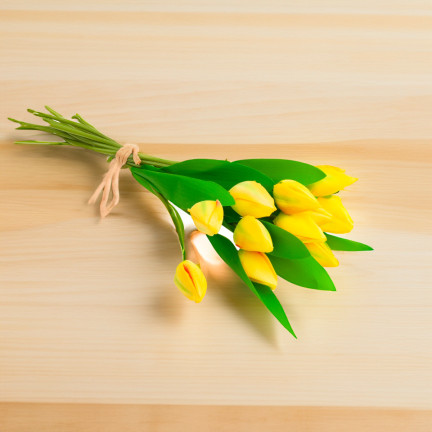 CV27025-3 TULIPAN DUŻY BUKIET TULIPANÓW X12 ŻÓŁTY SZTUCZNE KWIATY TULIPANY W BUKIECIE