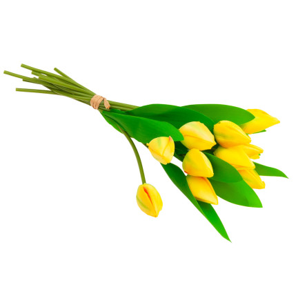 CV27025-3 TULIPAN DUŻY BUKIET TULIPANÓW X12 ŻÓŁTY SZTUCZNE KWIATY TULIPANY W BUKIECIE